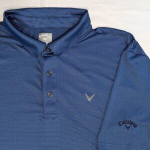 Callaway Opti-Dri Golf Shirt Men XXL Blue Stripe Micro Golf Performance Stretch